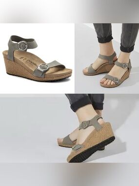 Papillio by Birkenstock Soley Nubuck Leather Sandal  Dove Gray Sz EU41/US10-10.5